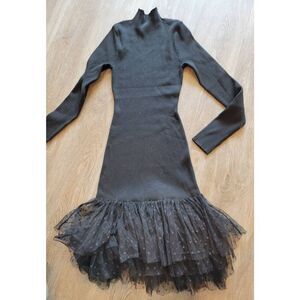 Flying Tomato sweater dress fun size small fitted cocktail little black tooled d